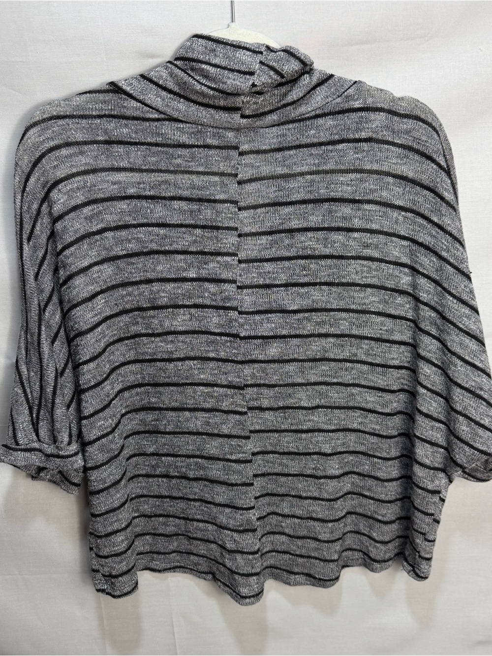 Say Anything black & gray horizontal striped cowl neck crop top
